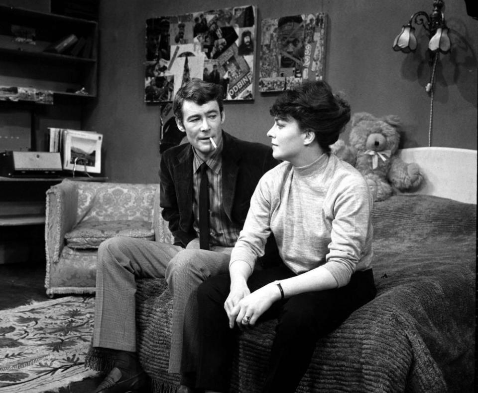 Barbara Jefford and Peter O’Toole rehearsing a scene for Ride a Cock Horse at the Piccadilly theatre, 196