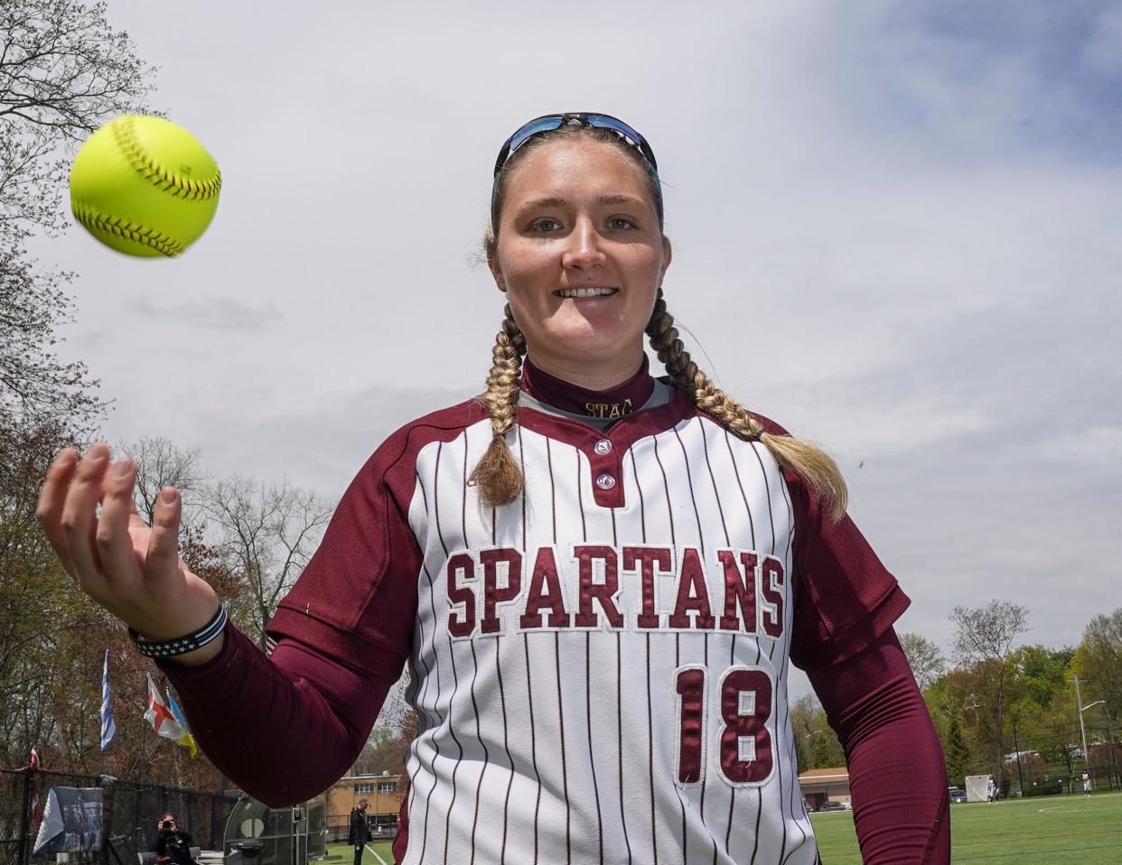 St. Thomas Aquinas softball player Tara Hagan photographed prior to a game at St. Thomas Aquinas College in Sparkill. Friday, April 19, 2024.