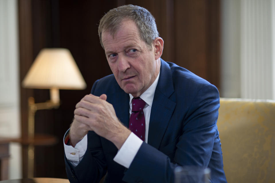 Alastair Campbell judges the candidates. (Channel 4)