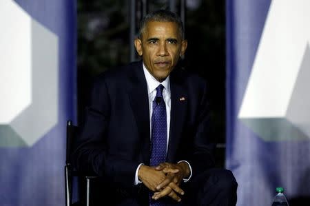 U.S. President Barack Obama speaks during a discussion on the importance of protecting the one planet at the South by South Lawn event at the White House in Washington, U.S., October 3, 2016. REUTERS/Yuri Gripas