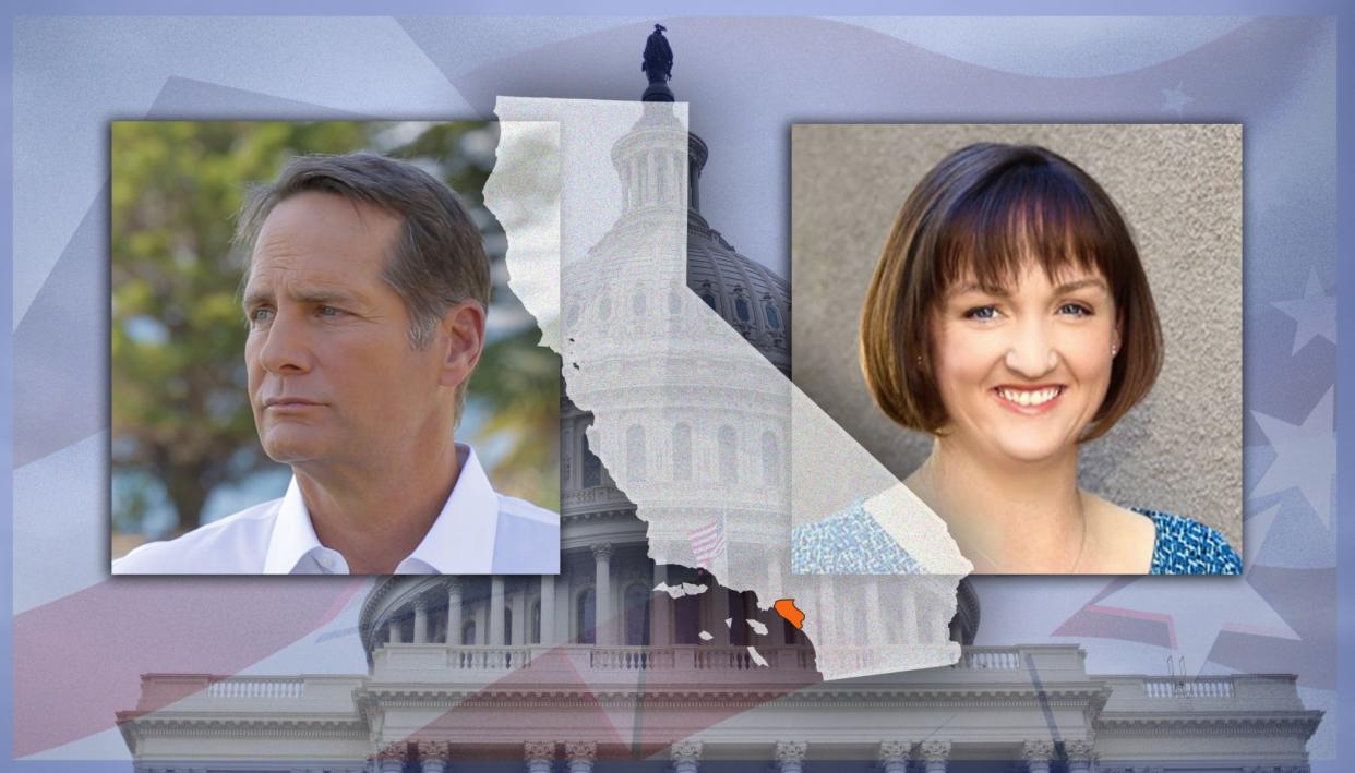 Democratic congressional candidates Harley Rouda and Katie Porter. (Photo illustration: Yahoo News; photos: harleyforcongress.com, katieporter.com, AP)