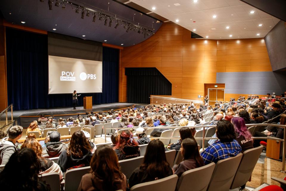 Local high school students listen during Student Screening Day of the Palm Springs International Film Festival on Thursday at Indio High School.