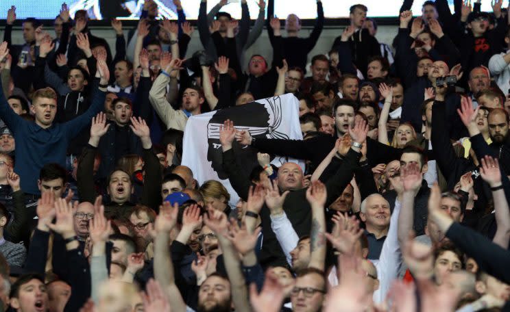 CARDIFF, WALES – APRIL 28: Newcastle United fans celebrate after the final whistle of the Sky Bet Championship match between Cardiff City and Newcastle United at the Cardiff City Stadium on April 28, 2017 in Cardiff, Wales. (Photo by Athena Pictures/Getty Images)