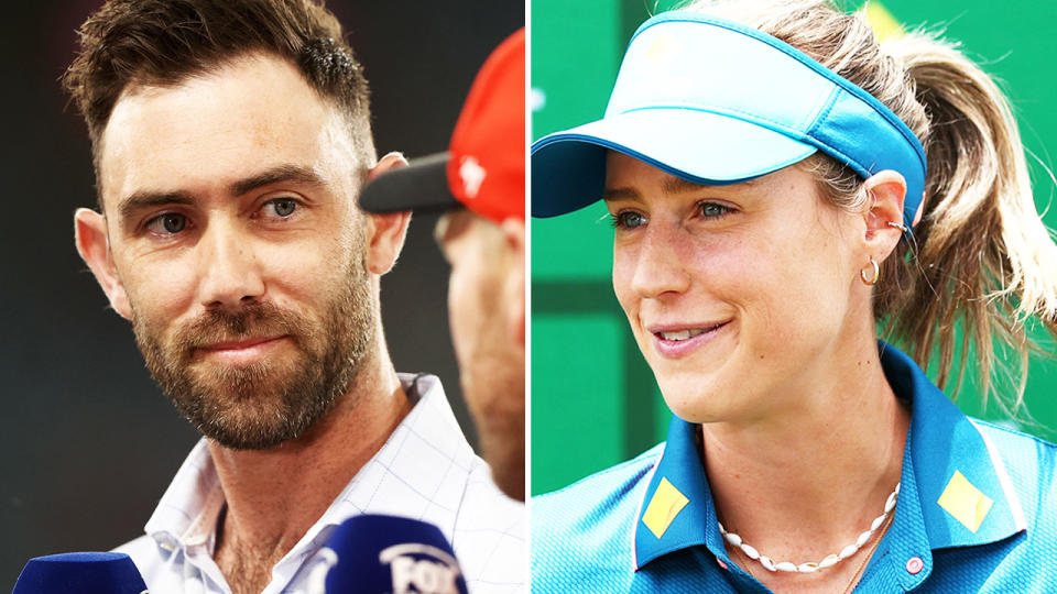 Glenn Maxwell and Ellyse Perry, pictured here speaking to the media.