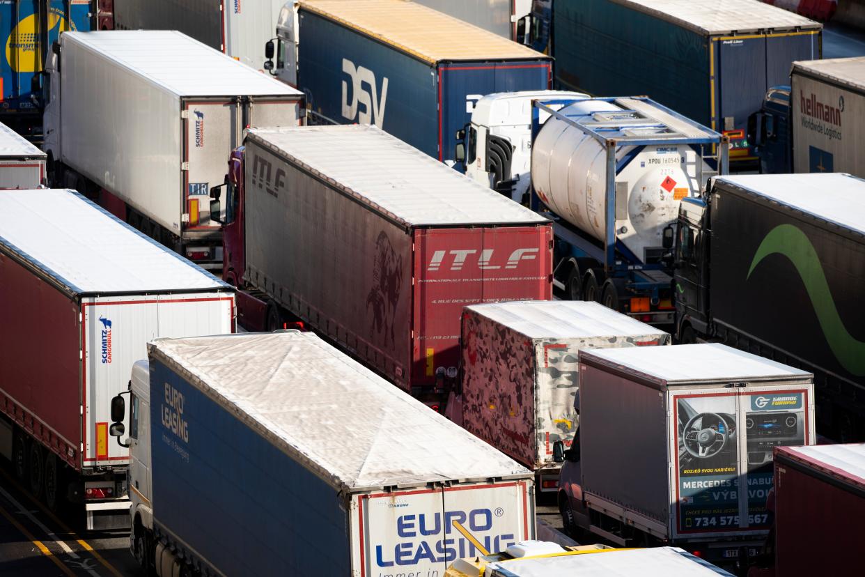 Lorries at Dover port on 22 January, 2021.  (Getty Images)