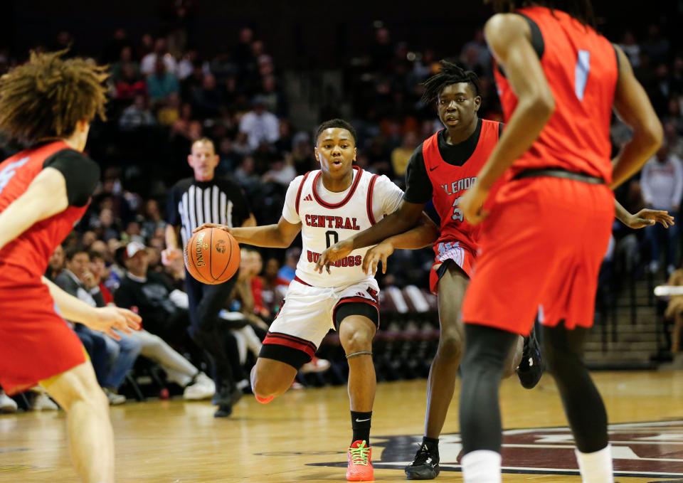 The Glendale Falcons took on the Central Bulldogs in the championship game of the Gold Division during the Blue and Gold Tournament at Great Southern Bank Arena on Friday, Dec. 29, 2023.