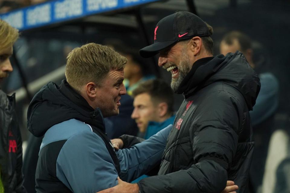 Eddie Howe had limited bench options during the loss to Liverpool, whereas Jurgen Klopp could make game-changing switches (PA Archive)