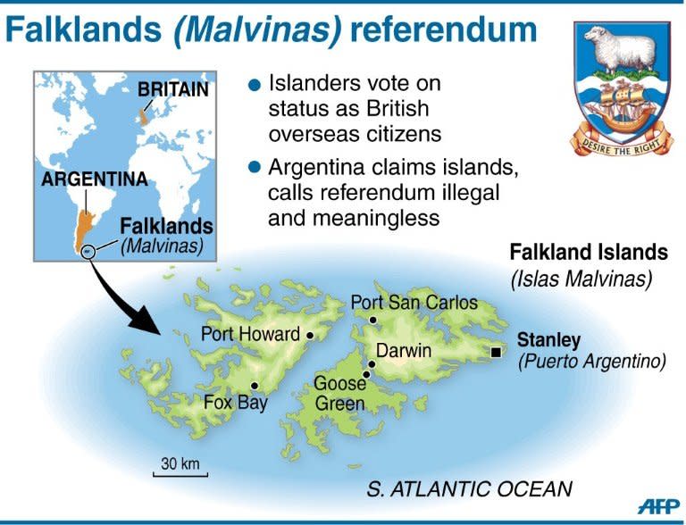 Factfile on the Falkland Islands (Malvinas) with maps (90 x 69 mm)