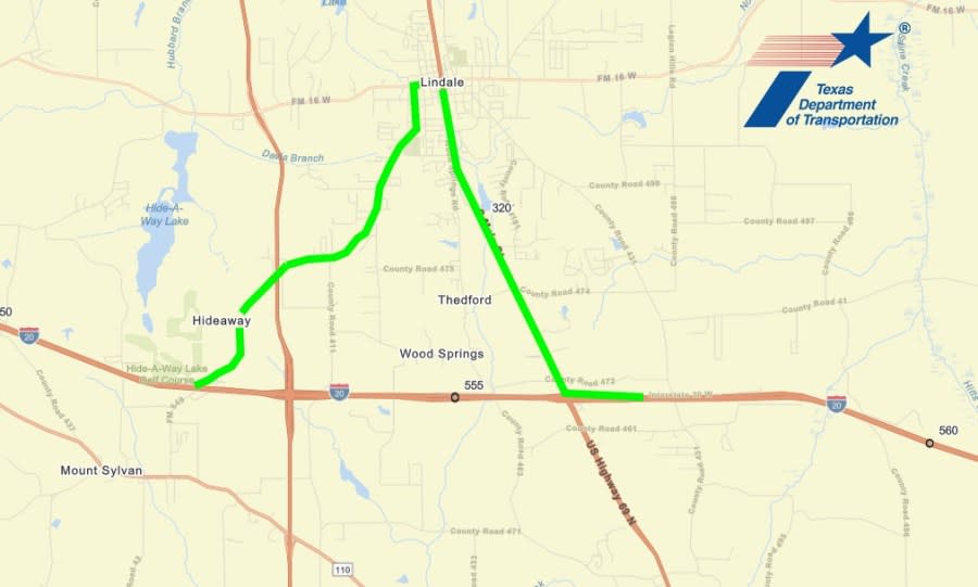 The route I-20 traffic will be redirected onto. Photo courtesy of TxDOT.