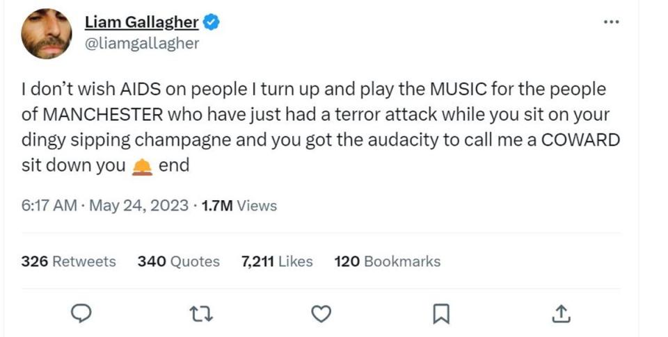 Liam Gallagher didn’t mince his words on Twitter (Twitter)