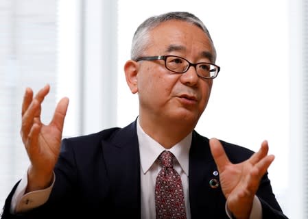 Isao Teshirogi, President and CEO at Shionogi & Co Ltd, speaks during an interview with Reuters in Tokyo