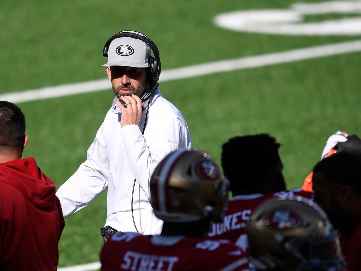 Head coach Kyle Shanahan of the San Francisco 49ers looks on during the second half against the New York Jets at MetLife Stadium on 20 September 2020 in East Rutherford, New Jersey. ((Getty Images))