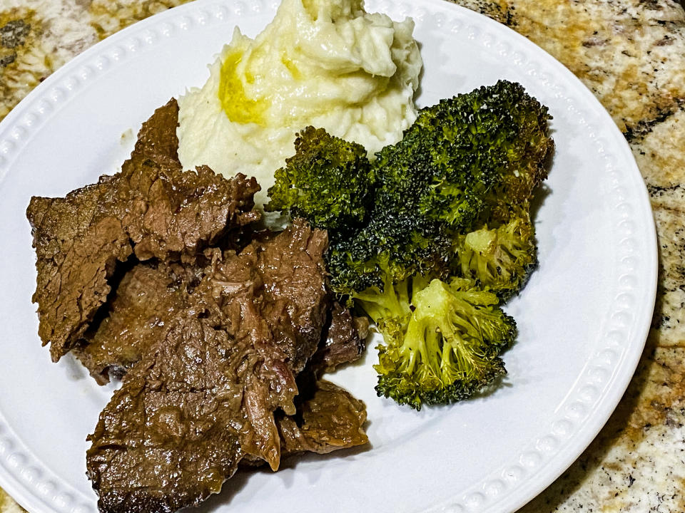 I served my pot roast with buttery mashed potatoes and roasted broccoli. (Terri Peters/TODAY)