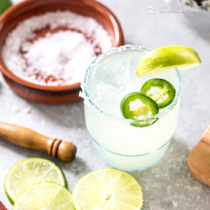 <p>Keto Diet App</p><p>If you are feeling a little brave or just want to try a different twist on a classic margarita, you have to give this a try.</p><p><strong>Get the recipe: </strong><a href="https://ketodietapp.com/Blog/lchf/low-carb-spicy-margarita" rel="nofollow noopener" target="_blank" data-ylk="slk:Low-Carb Spicy Margarita;elm:context_link;itc:0;sec:content-canvas" class="link rapid-noclick-resp"><strong>Low-Carb Spicy Margarita</strong></a></p>