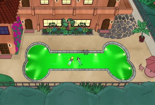 10. Look at his bone-shaped pool. The ‘BoJack’ writers love stuffing as many little gags as possible in every episode.