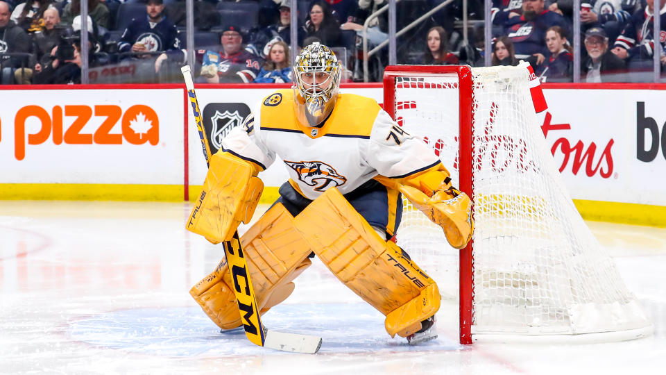 Juuse Saros is arguably the biggest bargain in the NHL. (Getty)