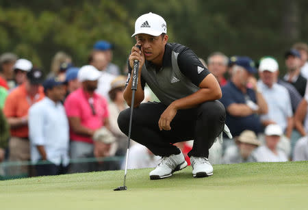 Golf - Masters - Augusta National Golf Club - Augusta, Georgia, U.S. - April 14, 2019. Xander Schauffele of the U.S. prepares to putt on the 17th green during final round play. REUTERS/Jonathan Ernst