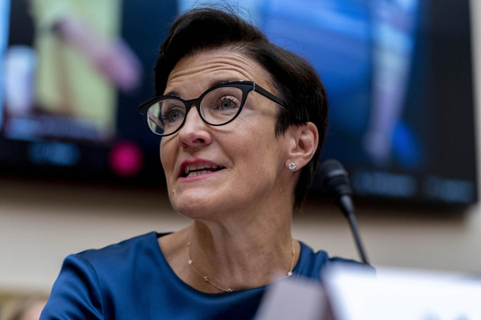 Citigroup CEO Jane Fraser testifies before a House Committee on Financial Services Committee hearing on "Holding Megabanks Accountable: Oversight of America's Largest Consumer Facing Banks" on Capitol Hill in Washington, Wednesday, Sept. 21, 2022. (AP Photo/Andrew Harnik)