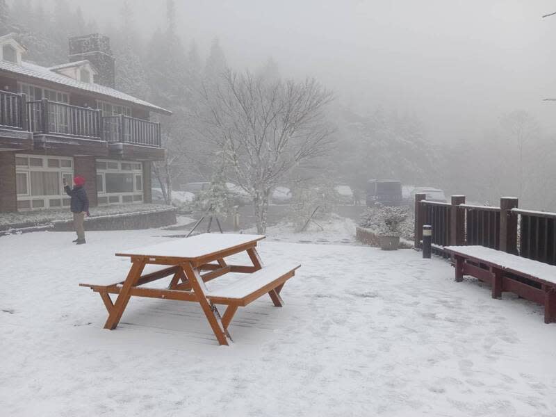 宜蘭太平山下瑞雪  翠峰山屋前一片雪白 寒流發威，海拔最高約1900公尺的太平山國家森林遊 樂區21日深夜降下今年入冬以來首場瑞雪，22日清晨 園區的翠峰山屋前一片雪白。 （農業部林業及自然保育署宜蘭分署提供） 中央社記者沈如峰宜蘭縣傳真  112年12月22日 