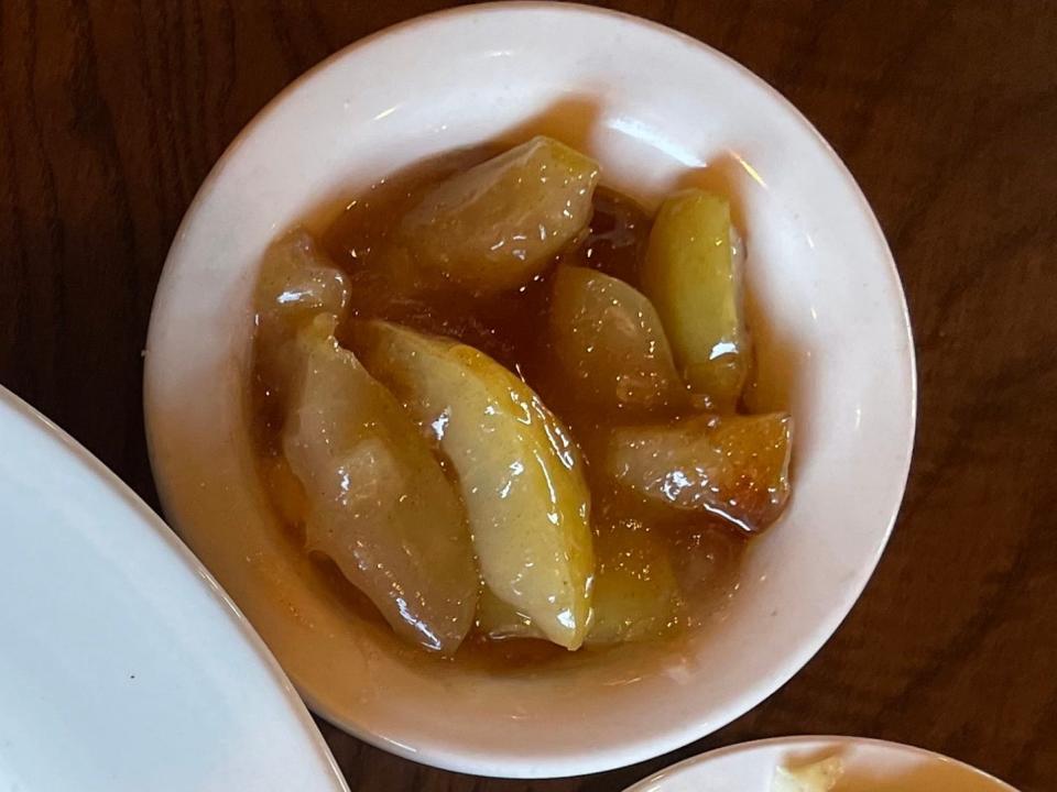 Fried apples in a small bowl