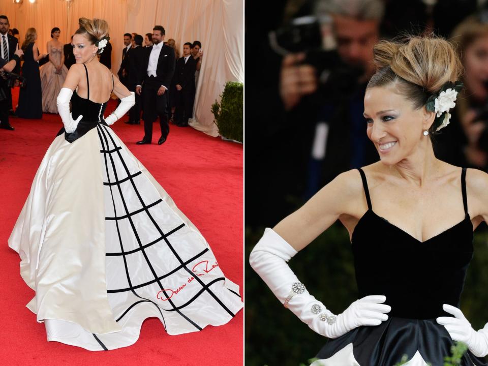 sarah jessica parker wearing oscar de la renta gown at the 2014 met gala