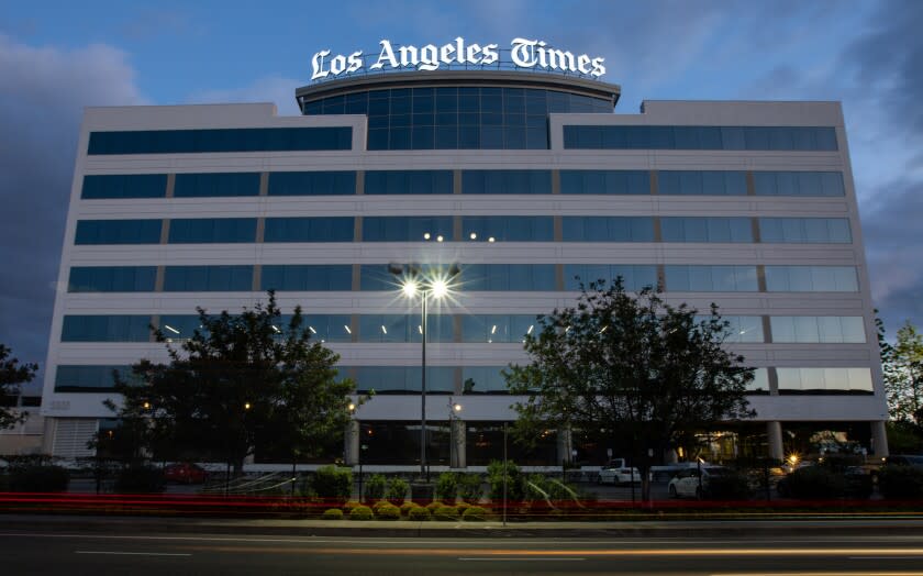 The Los Angeles Times building along Imperial Highway on Friday, April 17, 2020