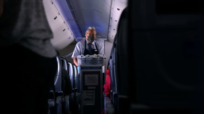 A United Airlines flight attendant.