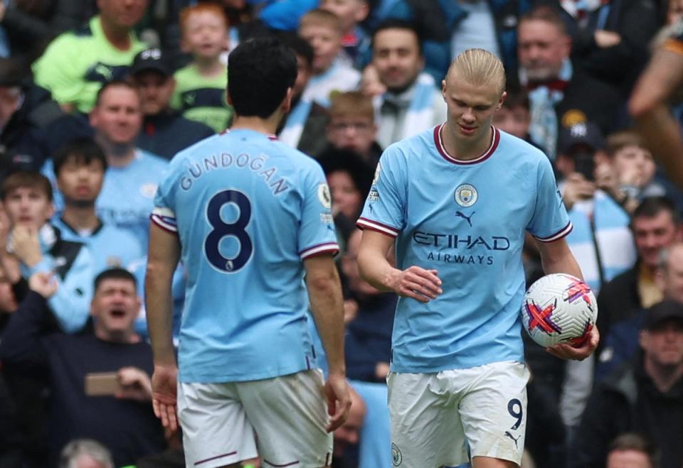 Haaland gave Gundogan the ball for City’s late penalty (Action Images via Reuters)