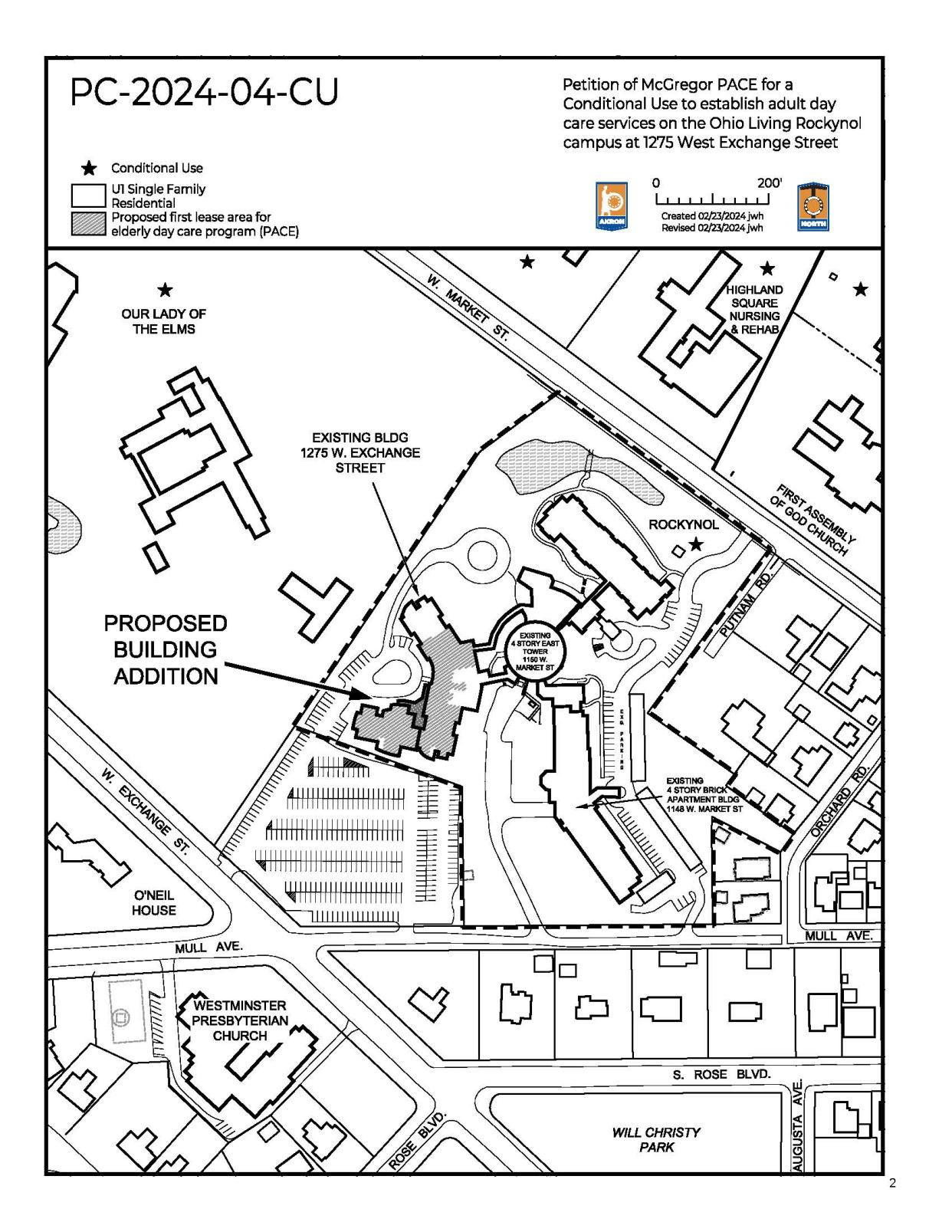 Site plans show how the Ohio Living Rockynol complex would be adapted to accommodate a McGregor PACE adult day services center at the Highland Square campus.