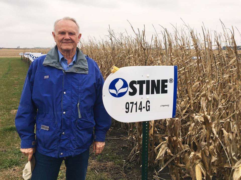 FILE PHOTO: Harry Stine, chief executive for Stine Seed, poses next to corn planted near the company's offices in Adel, Iowa, U.S. October 26, 2016. REUTERS/Tom Polansek