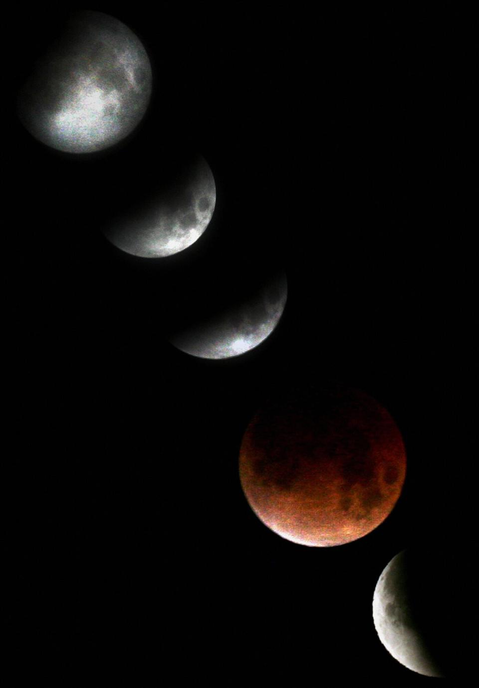 various stages of the lunar eclipse