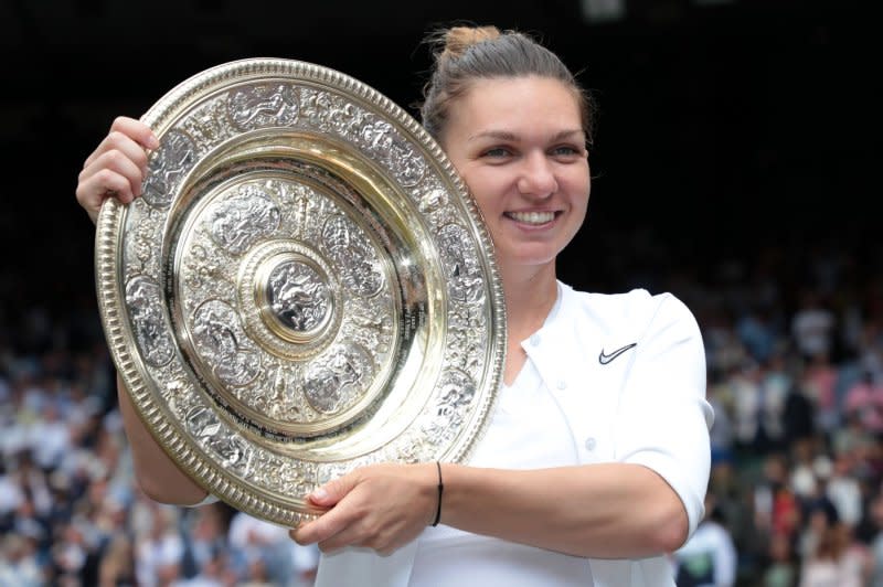 Simona Halep (pictured) won her most recent Grand Slam singles title by beating Serena Williams in the Wimbledon 2019 women's final. File Photo by Hugo Philpott/UPI