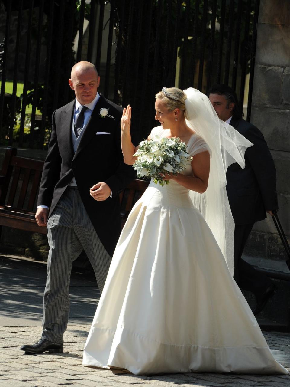 <p>Princess Anne's daughter, Zara Phillips married former Rugby player Mike Tindall in a private ceremony in Edinburgh back in 2011. Zara wore a wedding dress by Stewart Parvin accompanied by <a href="https://www.townandcountrymag.com/the-scene/weddings/g17805394/royal-wedding-tiaras-throughout-history/?slide=3" rel="nofollow noopener" target="_blank" data-ylk="slk:the Princess Andrew's Meander Tiara;elm:context_link;itc:0;sec:content-canvas" class="link ">the Princess Andrew's Meander Tiara</a> from Princess Anne's collection. </p>