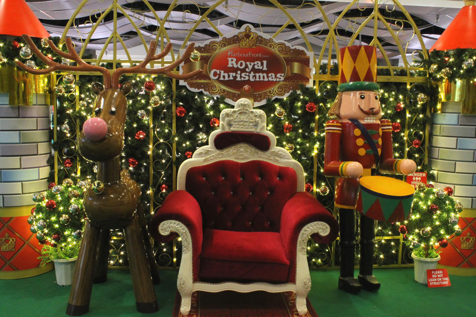 HarbourFront Centre’s Royal Christmas Adventure backdrop- The throne for Santa Claus to hear children's Christmas wishes.