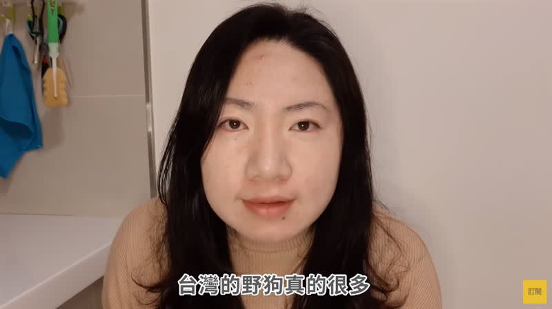 焦慮主婦Lia說，台灣流浪狗多到讓她不敢相信。（圖／翻攝自焦慮主婦Lia YouTube）