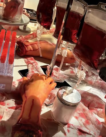 <p>Kim Kardashian/Instagram</p> One of the decorated rooms inside Kardashian's haunted house for Halloween 2023.