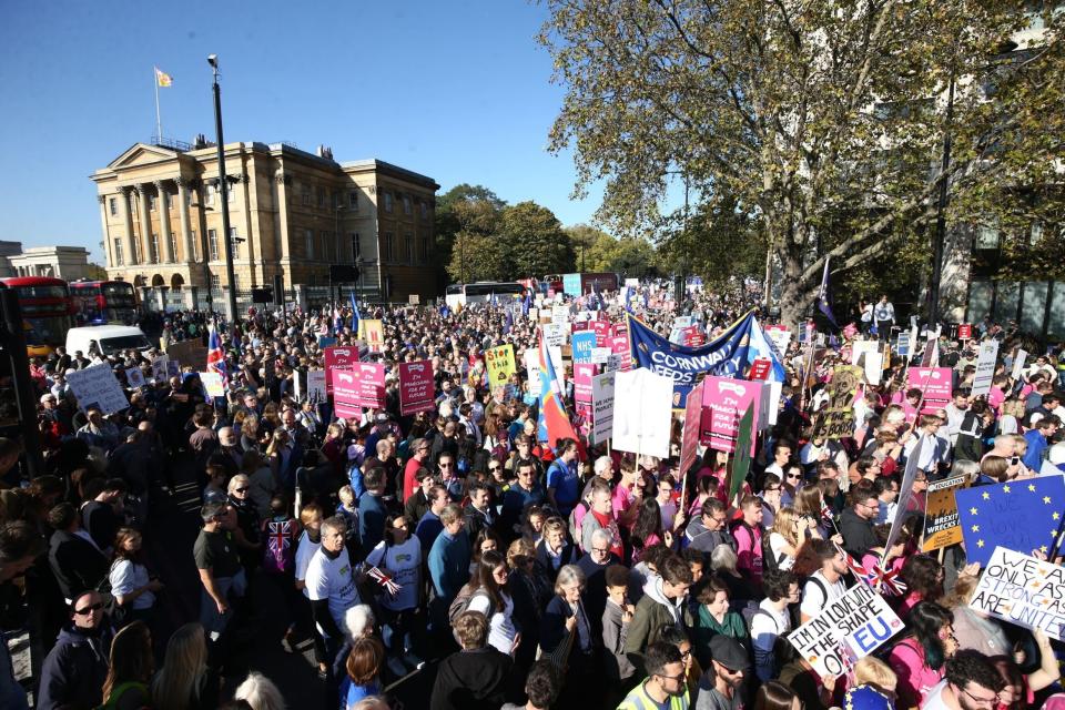 Hundreds of thousands of campaigners take part in the People's Vote March: PA