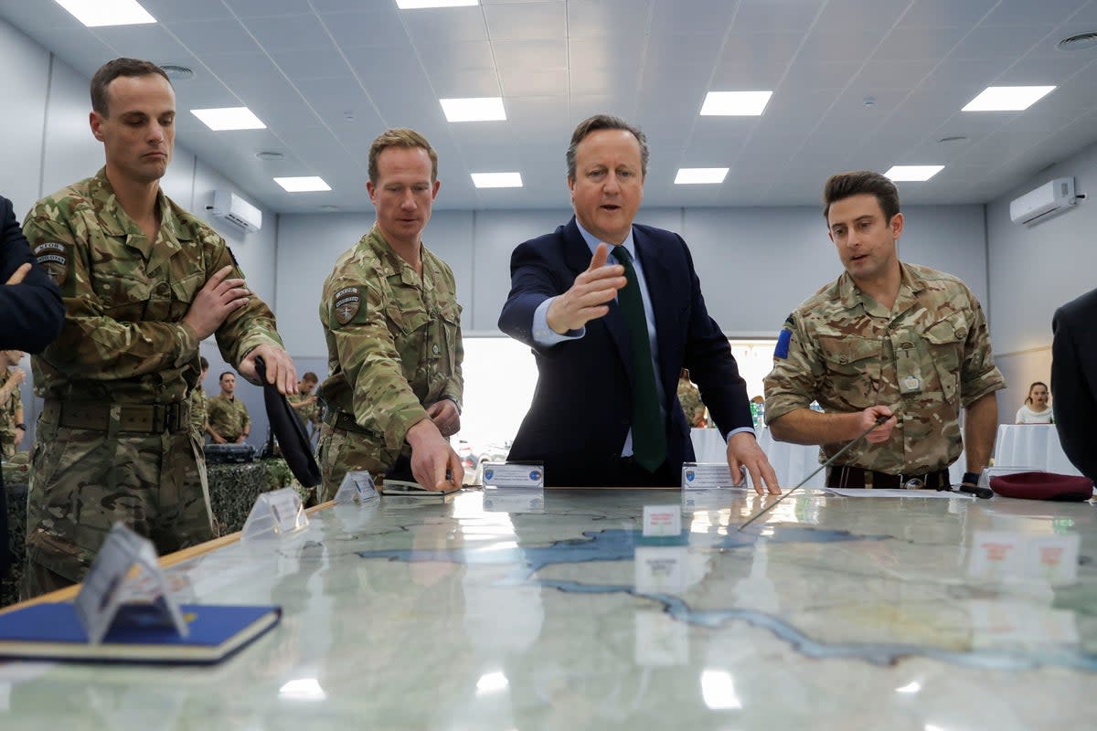 Lord Cameron meets British troops in Kosovo (Getty Images)