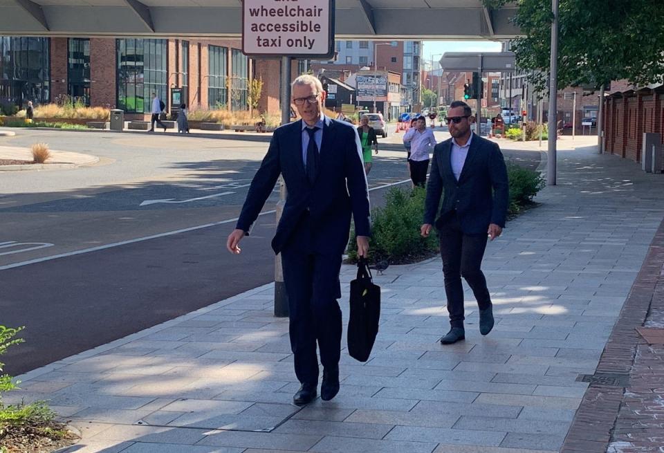 TV and radio presenter Jeremy Vine, left, arriving at Nottingham Crown Court to evidence (Dave Higgens/PA) (PA Wire)