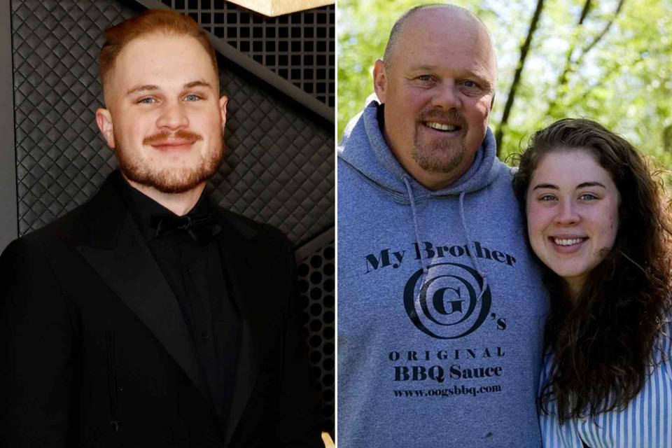 <p>Frazer Harrison/Getty ; Zach Bryan Instagram</p> Zach Bryan attends the 66th GRAMMY Awards on February 04, 2024 in Los Angeles, California; Dewayne Bryan and MacKenzie Bryan Taylor.