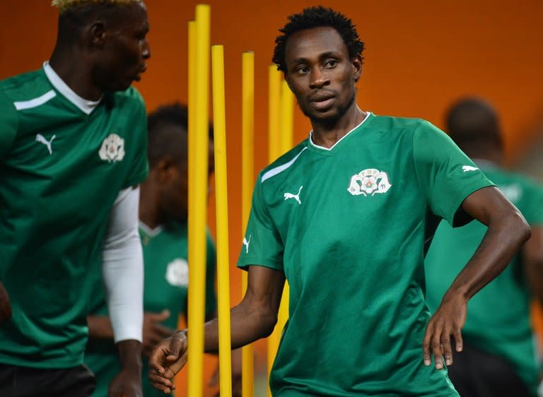 Burkina Faso midfielder Jonathan Pitroipa trains at Soccer City in Soweto on February 9, 2013, on the eve of the 2013 Africa Cup of Nations final against Nigeria