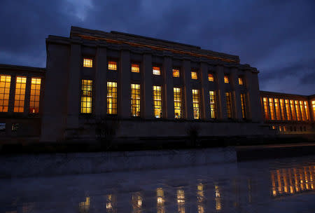 Overview of the United Nations building during the Intra Syria talks in Geneva, Switzerland November 29, 2017. REUTERS/Denis Balibouse