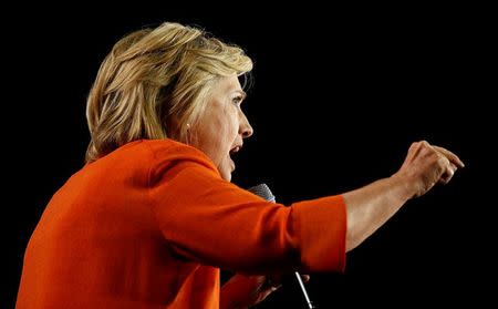 U.S. Democratic presidential nominee Hillary Clinton speaks during a campaign rally in Kissimmee, Florida August 8, 2016. REUTERS/Chris Keane