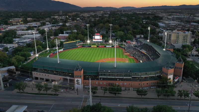 The Salt Lake Bees play a game with the Tacoma Rainiers at Smith’s Ballpark in Salt Lake City on Sept. 7, 2023. The Miller Foundation has made a $22-million donation to the Ballpark neighborhood redevelopment project once the Bees begin playing in a new stadium.