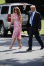 <p>It's rare to see the first lady wearing a print, but at her husband's rally in Youngstown, Ohio, Melania chose a bright floral dress by Monique Lhuillier. </p>