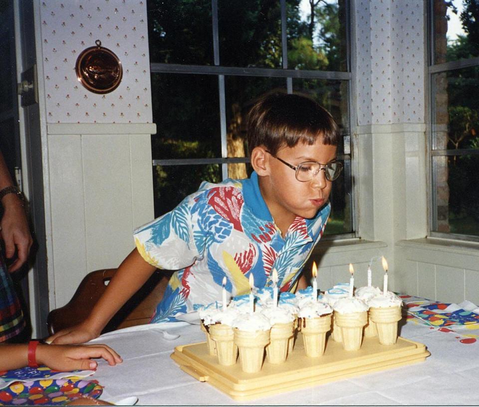 Austin Tice celebrates turning 7 years old at his birthday party in Houston, Texas, on Aug. 11, 1988.