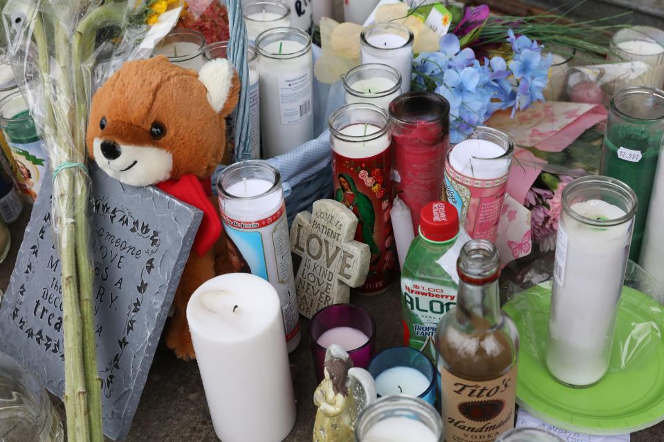 A memorial has been growing for 34-year-old Chernet Tiruneh who was shot and killed while working at Chappa Grocery Store on Grande Ave. Tuesday night, April 28. By Thursday, April 30, the memorial had grown to dozens of candles, flowers and dozens of messages written on the steps and siding of the shop. 