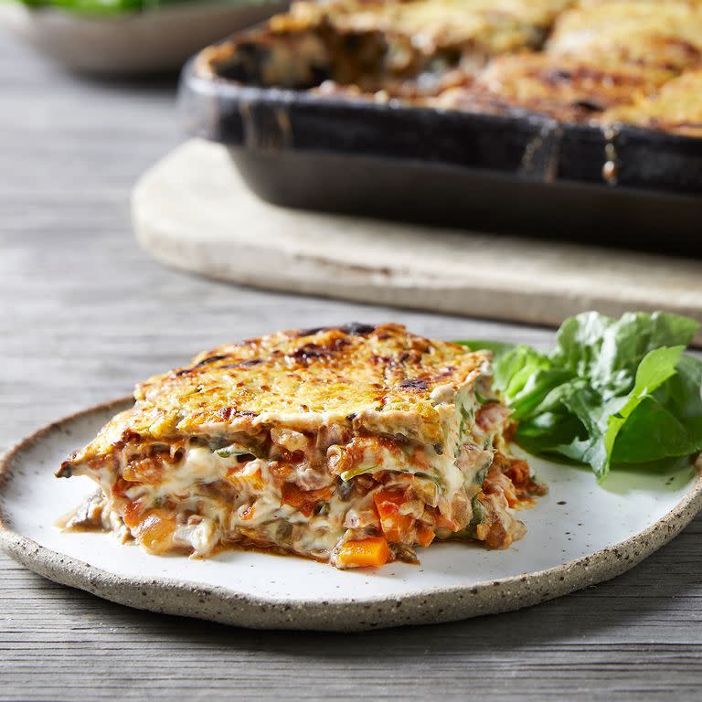 <p>This lentil lasagne recipe is packed with protein, carbohydrates, fibre, folate and magnesium, helping to fill you up. Full with yummy ingredients including porcini mushrooms, baby spinach and lots of lentils, this might just become a fierce favourite of yours. </p><p>Get the <a href="https://www.delish.com/uk/cooking/recipes/a30512632/lentil-lasagne/" rel="nofollow noopener" target="_blank" data-ylk="slk:Vegan Lentil Lasagne;elm:context_link;itc:0;sec:content-canvas" class="link ">Vegan Lentil Lasagne</a> recipe.</p>