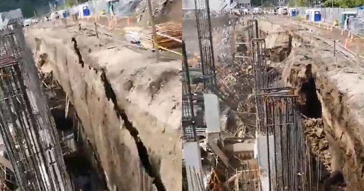 Captan el derrumbe en una construcción que sepultó a varios obreros. Foto: Captura de video X @elsalvador