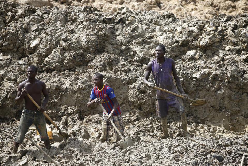 Prospectors search for gold and diamonds near the town of Gaga